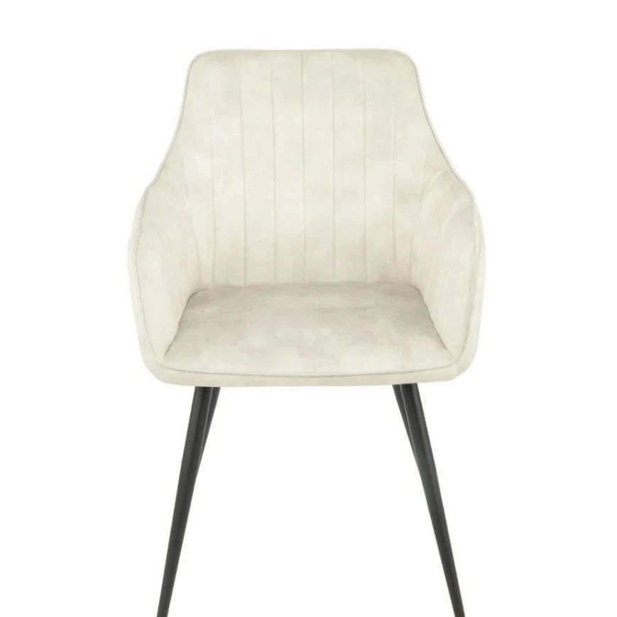 Lot de 2 Chaises – Style Rustique Moderne – Assise Confort Gris/Beige & Pieds Métal Noir - Decora Home