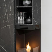 GINA wall unit 270 cm with a corner bio fireplace, black marble and Szara Glina — vue 4