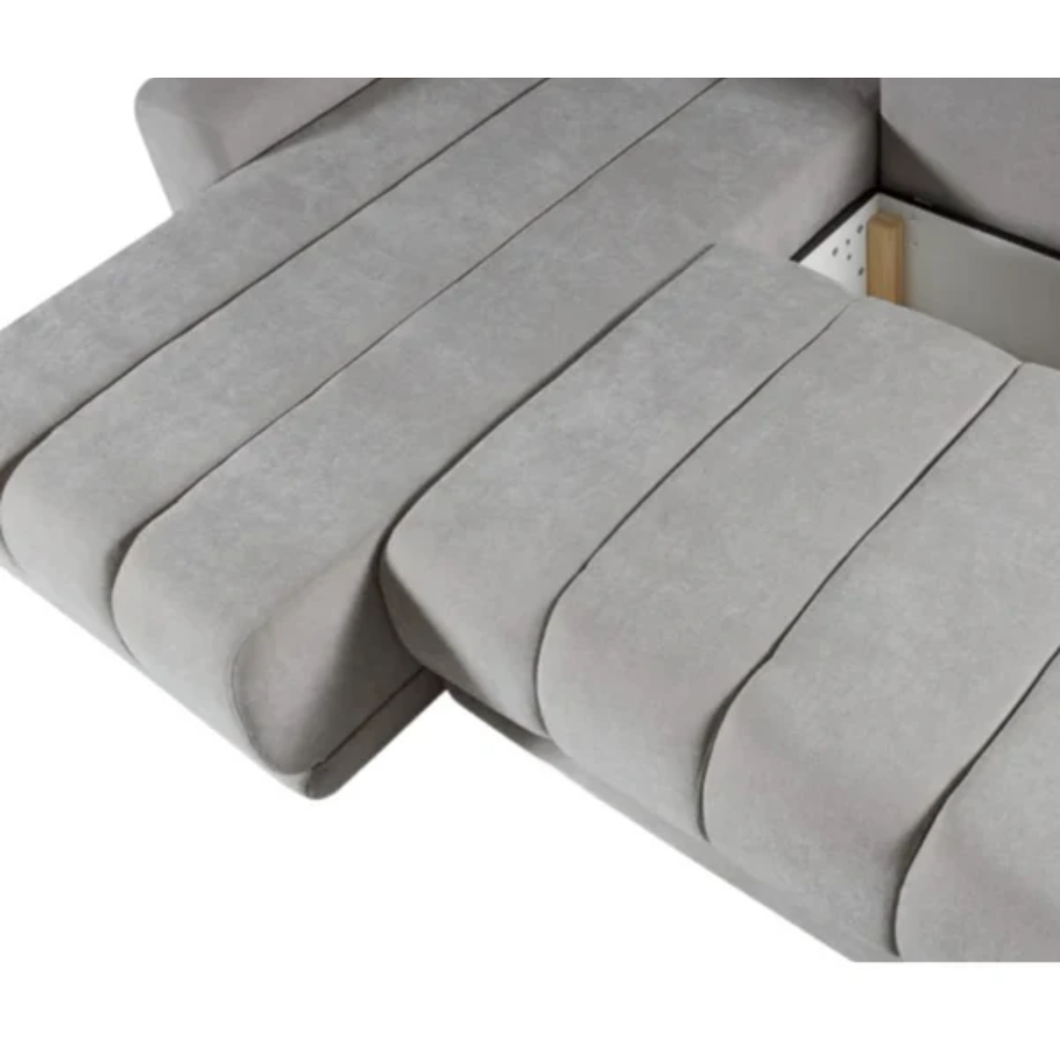 Canapé panoramique convertible Gris avec lit intégré et finitions haut de gamme