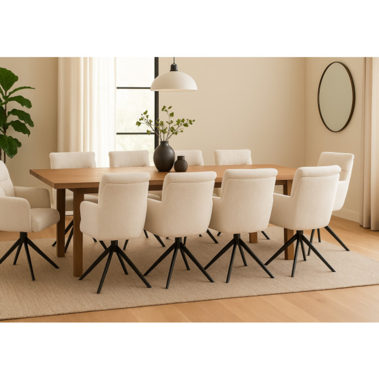 Chaise design – Assise et dossier en tissu bouclé, piétement acier (Beige / Taupe)