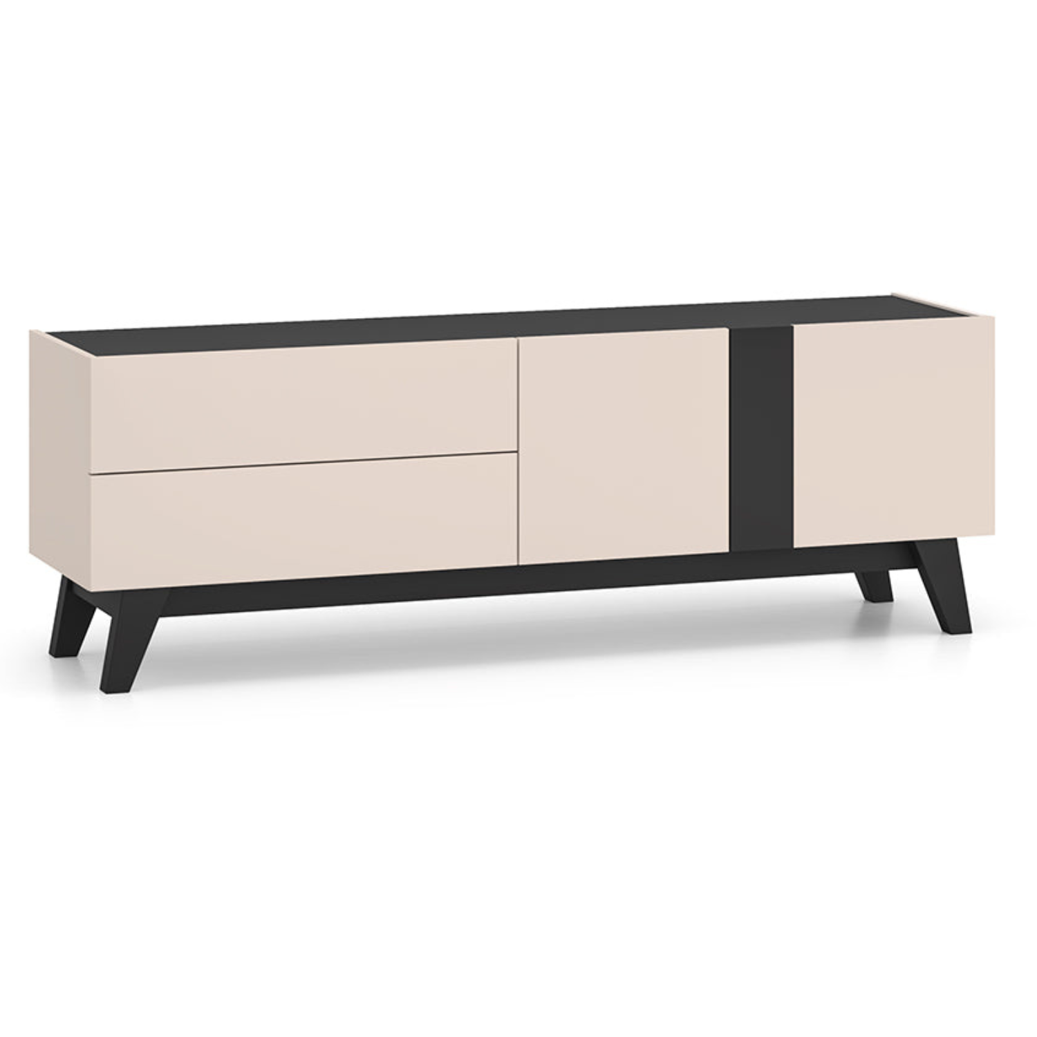 Meuble TV – Rangement Élégant avec Tiroirs à Extension Complète | Design Cachemire et Noir