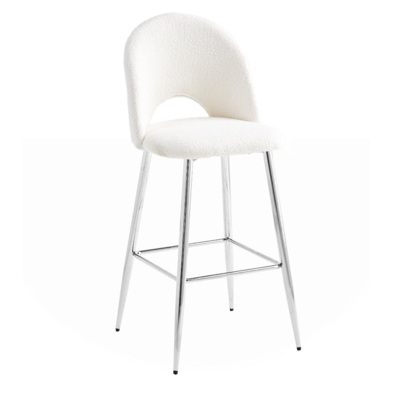 Chaise de bar en velours avec piètement  doré, argenté ou noir –  L45 x P45 x H112 cm