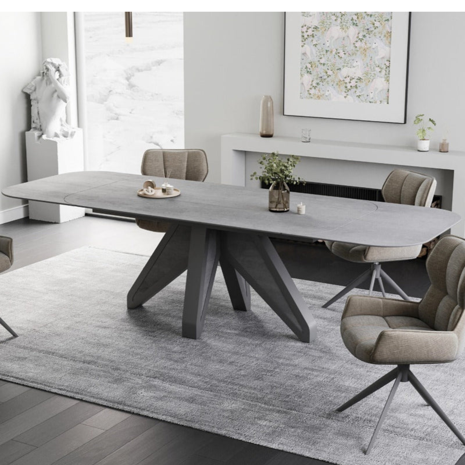 Table de salle à manger design extensible Bianca : une élégance céramique pour vos repas
