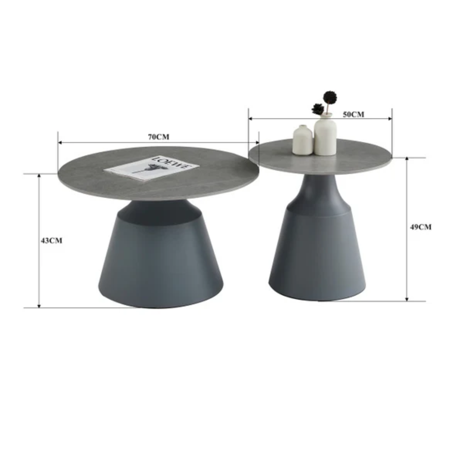 Table basse avec plateau en céramique et piétement en acier