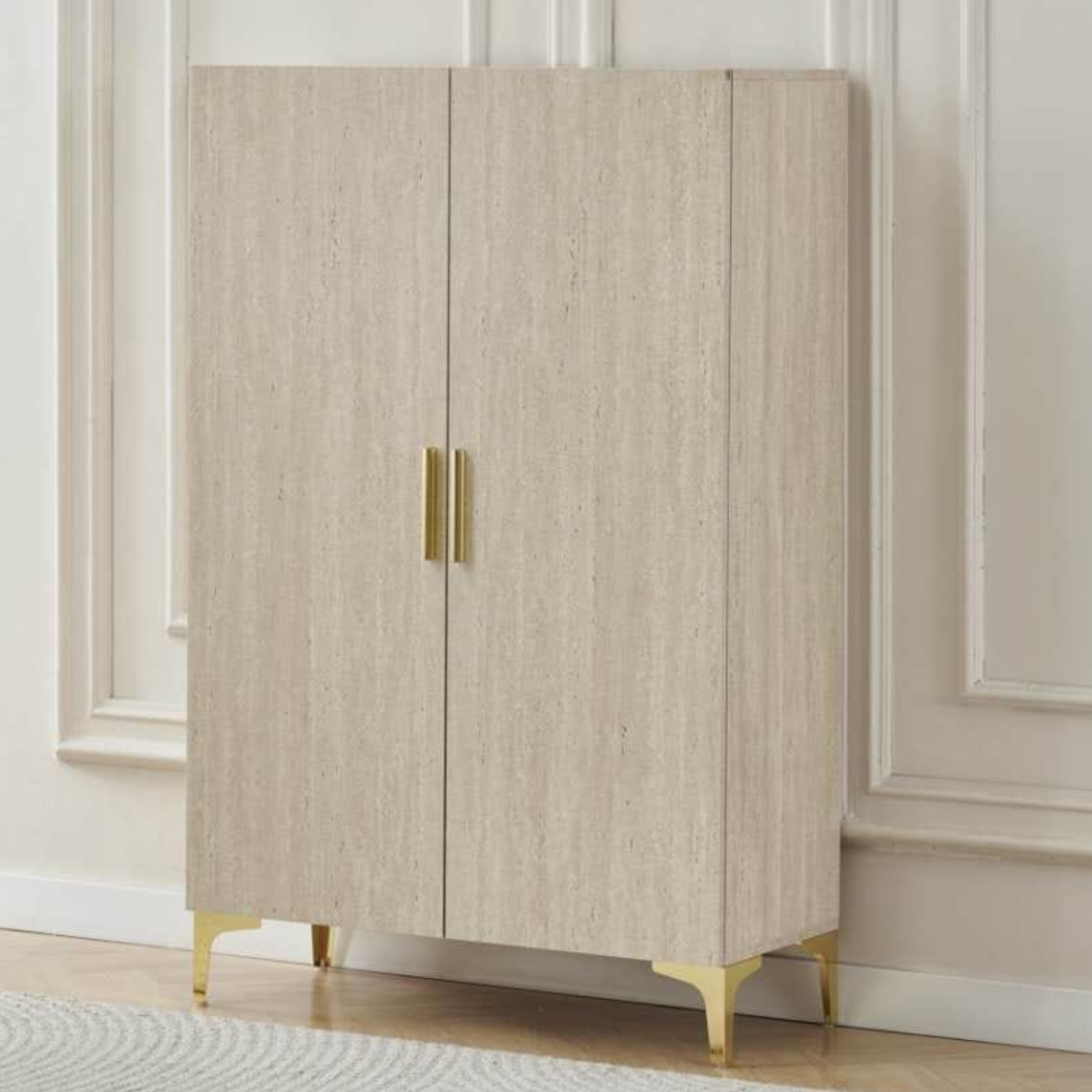 Meuble à chaussures  2 portes – MDF et piétement inox – 81x35x125 cm