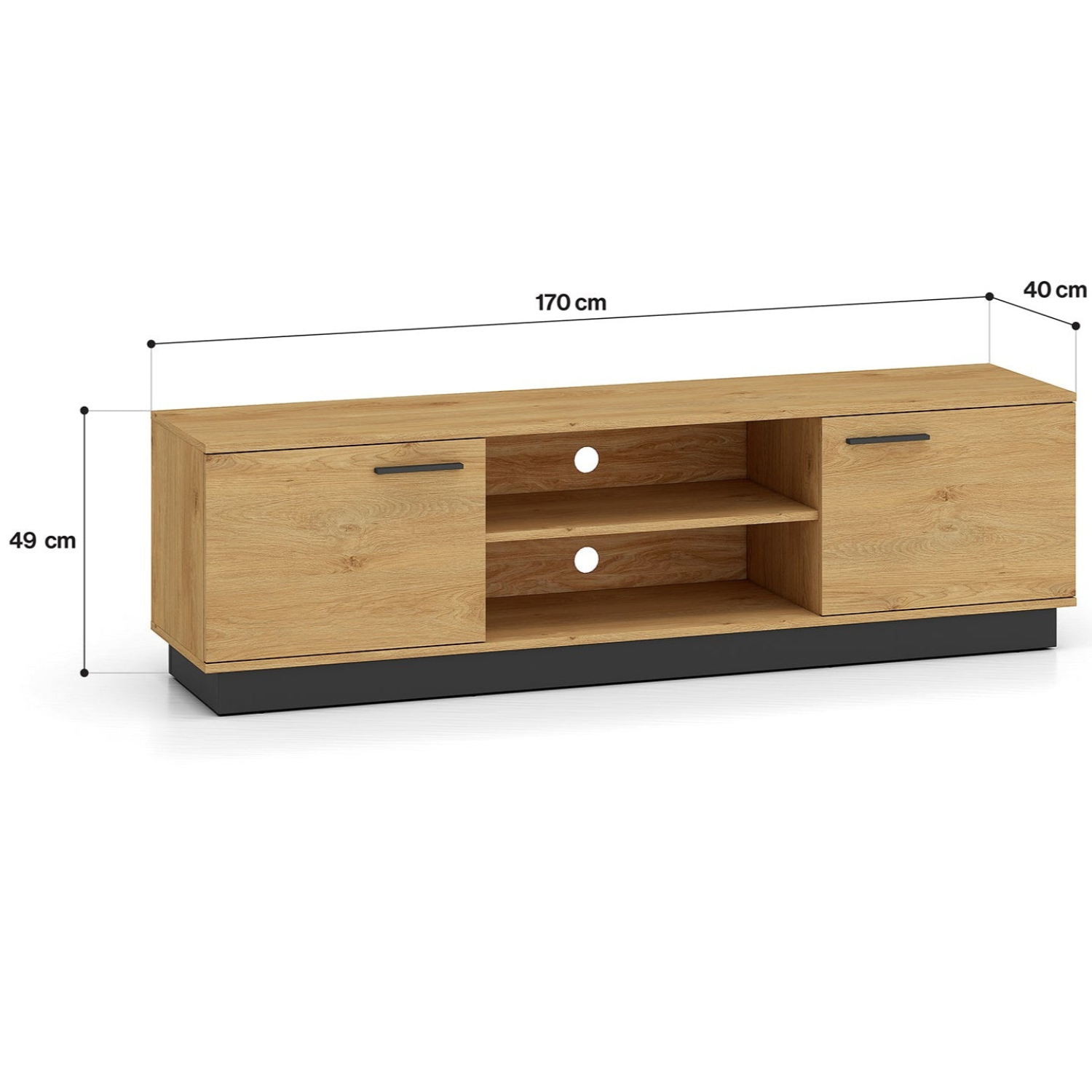 Meuble TV en Chêne Élégant avec Base Noire - Design Moderne et Résistance Supérieure