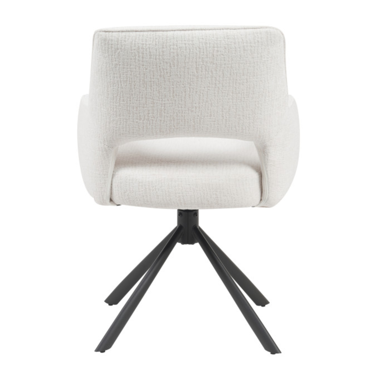 Chaise pivotante 360° – Tissu bouclé avec ressorts ensachés & piètement acier noir (Beige ou Taupe)