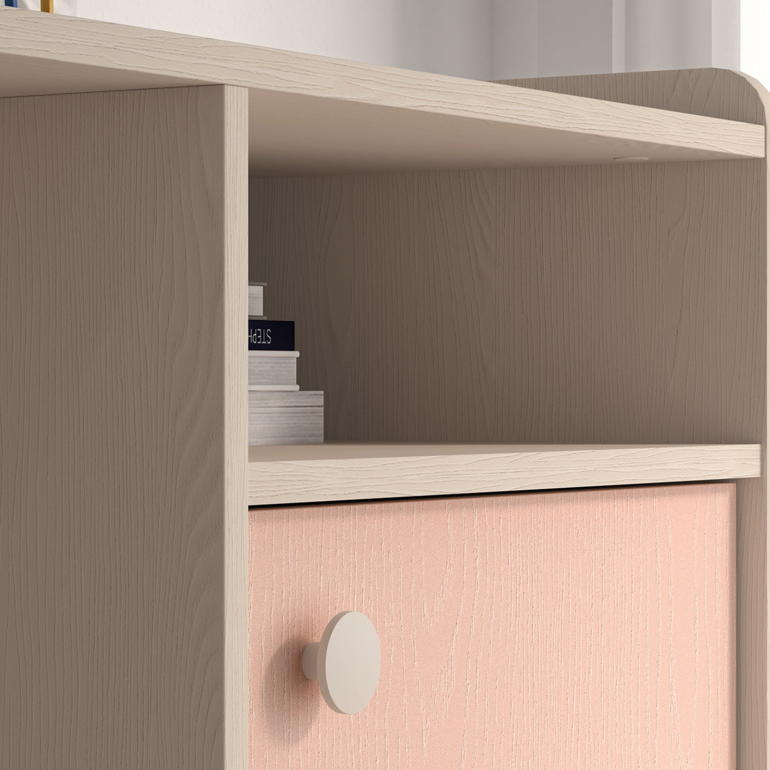 Bureau contemporain – Design moderne Rose Millénaire et Gris Palladium avec structure Sable du désert