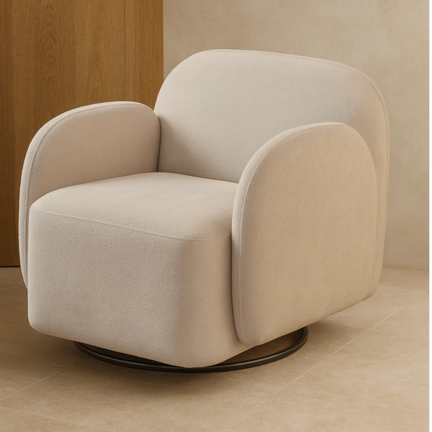 Chaise en Velours Beige Taupe – Pied Métal Noir – L.75 x P.75 x H.70 cm