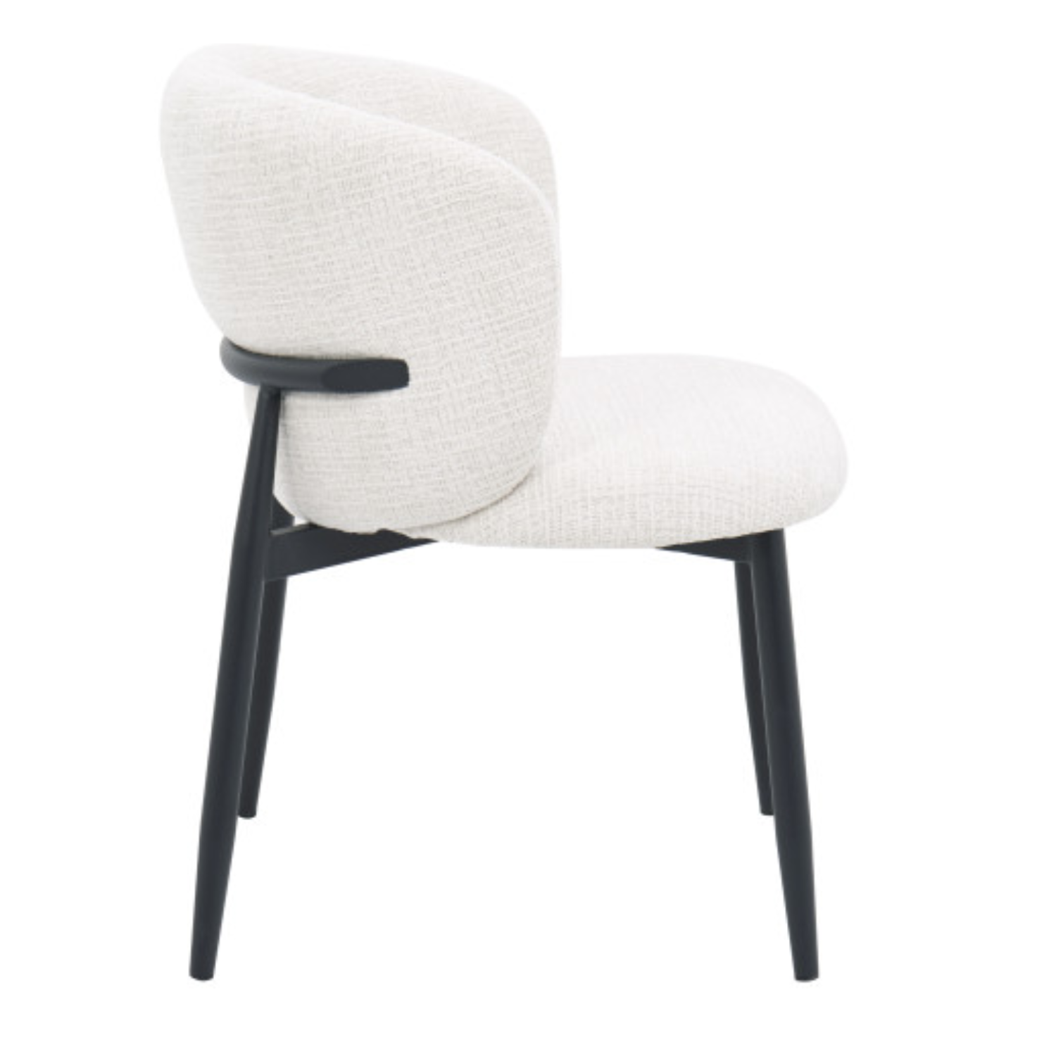 Chaise design – Assise et dossier en tissu, piétement acier (Beige ou Blanc)