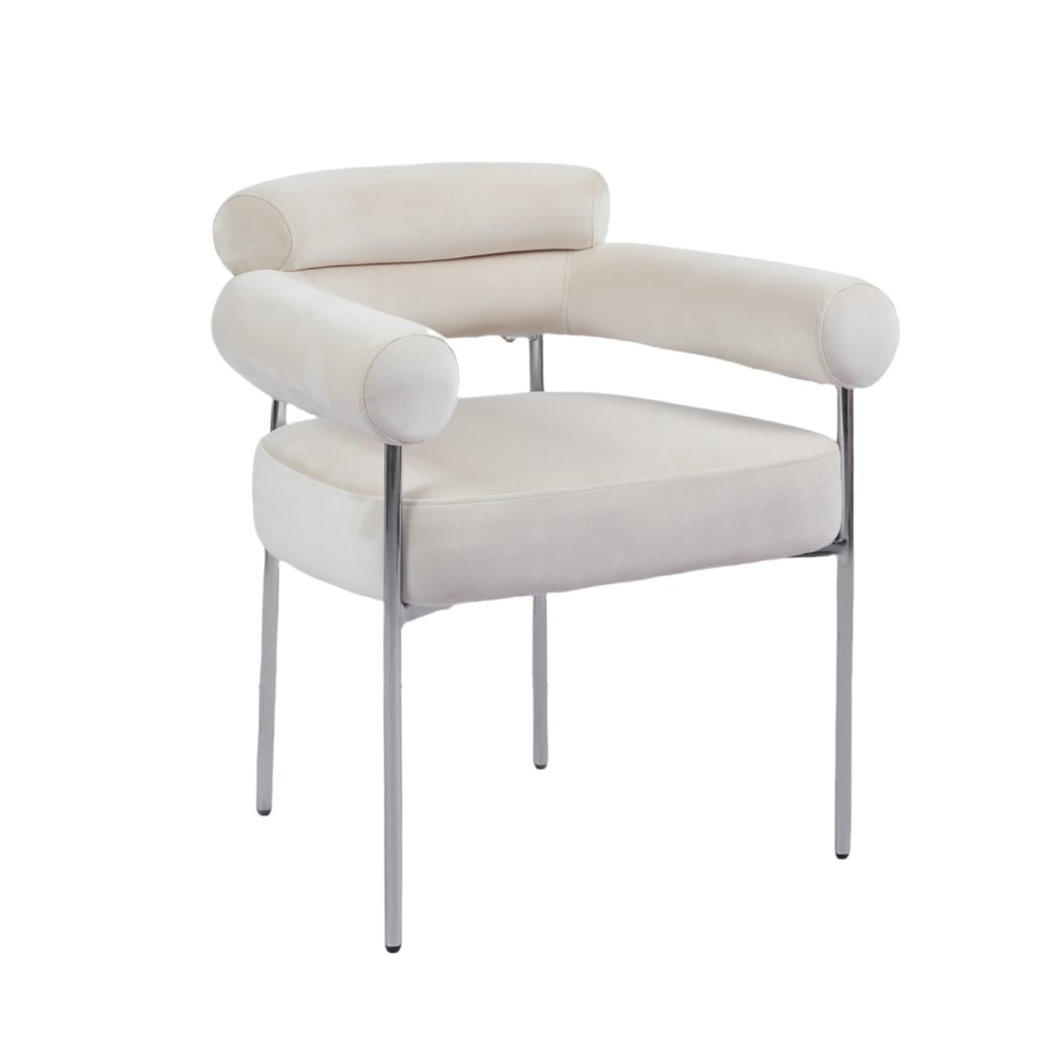 Chaise en  Tissu Bouclé Blanc Doudou ou Velours avec piétement métallique
