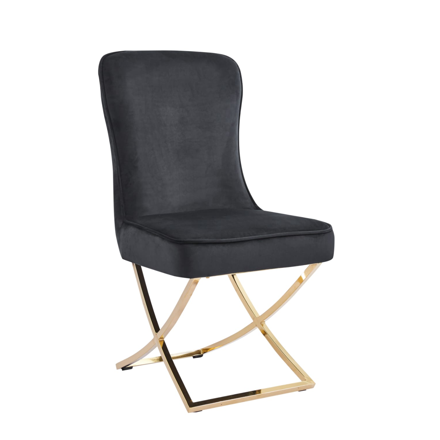 Chaise – Assise en mousse & pieds en acier doré ou argenté – Élégance sobre & confort moderne