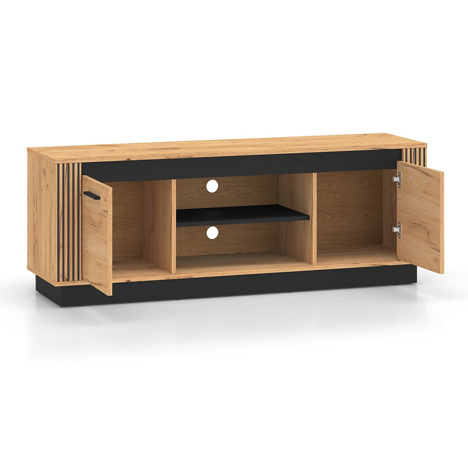 Meuble TV moderne – Chêne Craft Or et Noir – Résistant aux rayures et à l’humidité