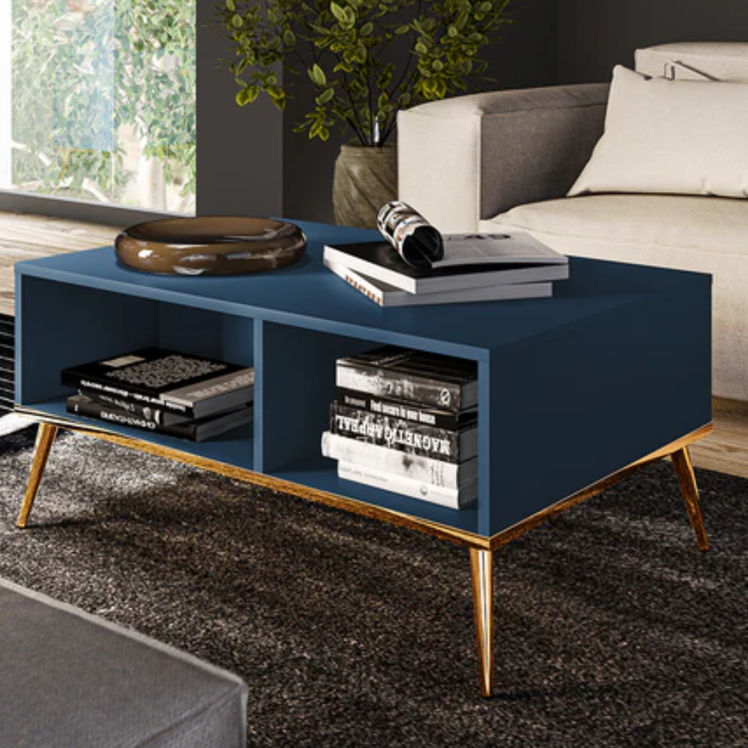 Table Basse Labrador avec Bordure ABS et Pieds Métalliques  - Élégance Moderne et Résistance