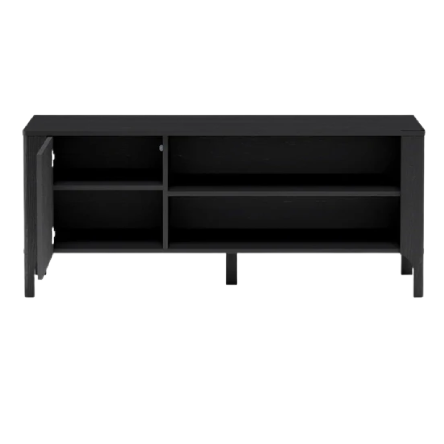 Meuble TV 135 cm – Noir mat avec façade motif chevrons