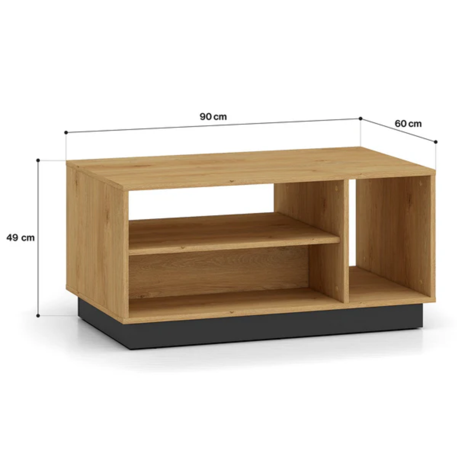 Table Basse en Chêne Élégant avec Base Noire - Design Moderne et Pratique