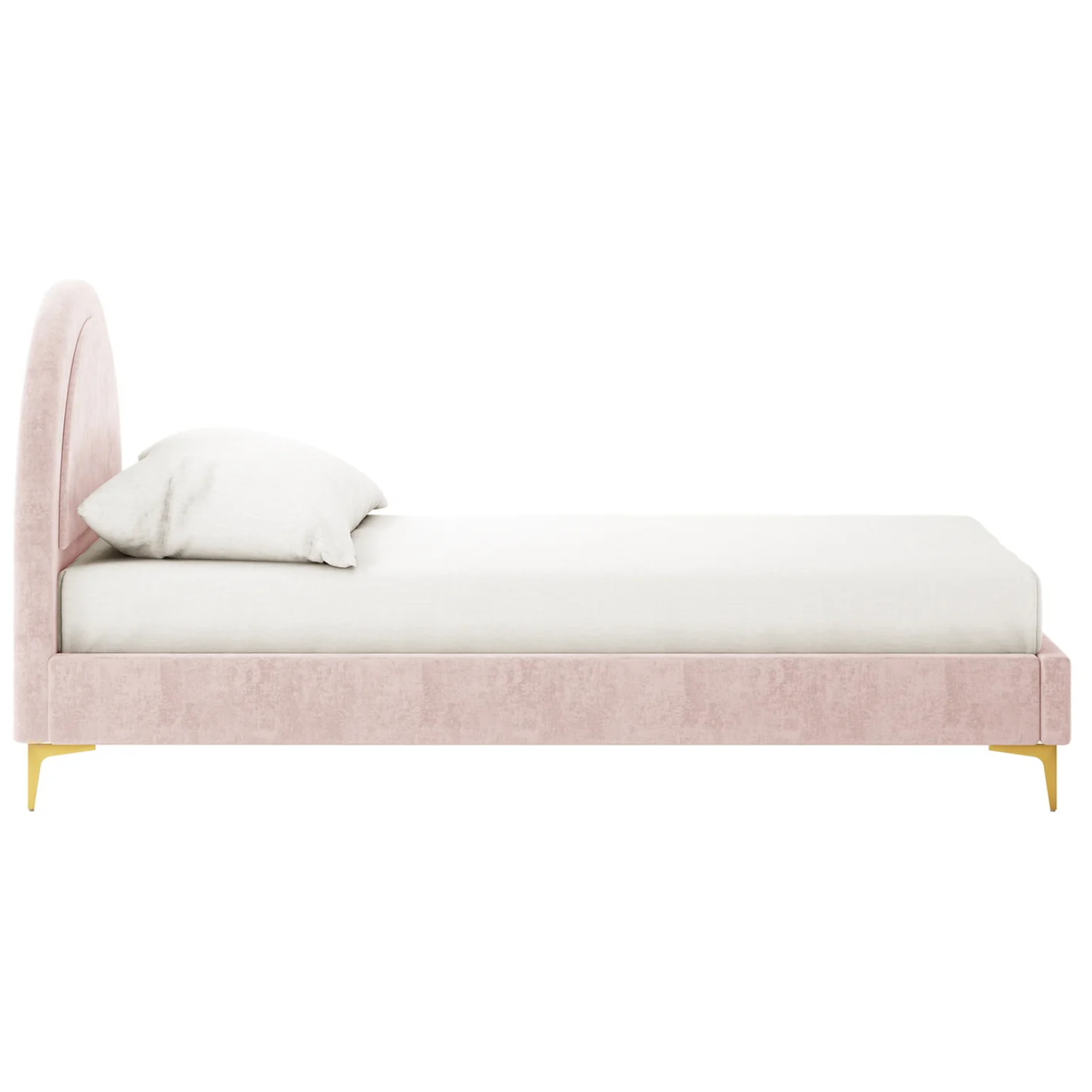 Lit enfant 90x190 cm – Velours rose et blanc