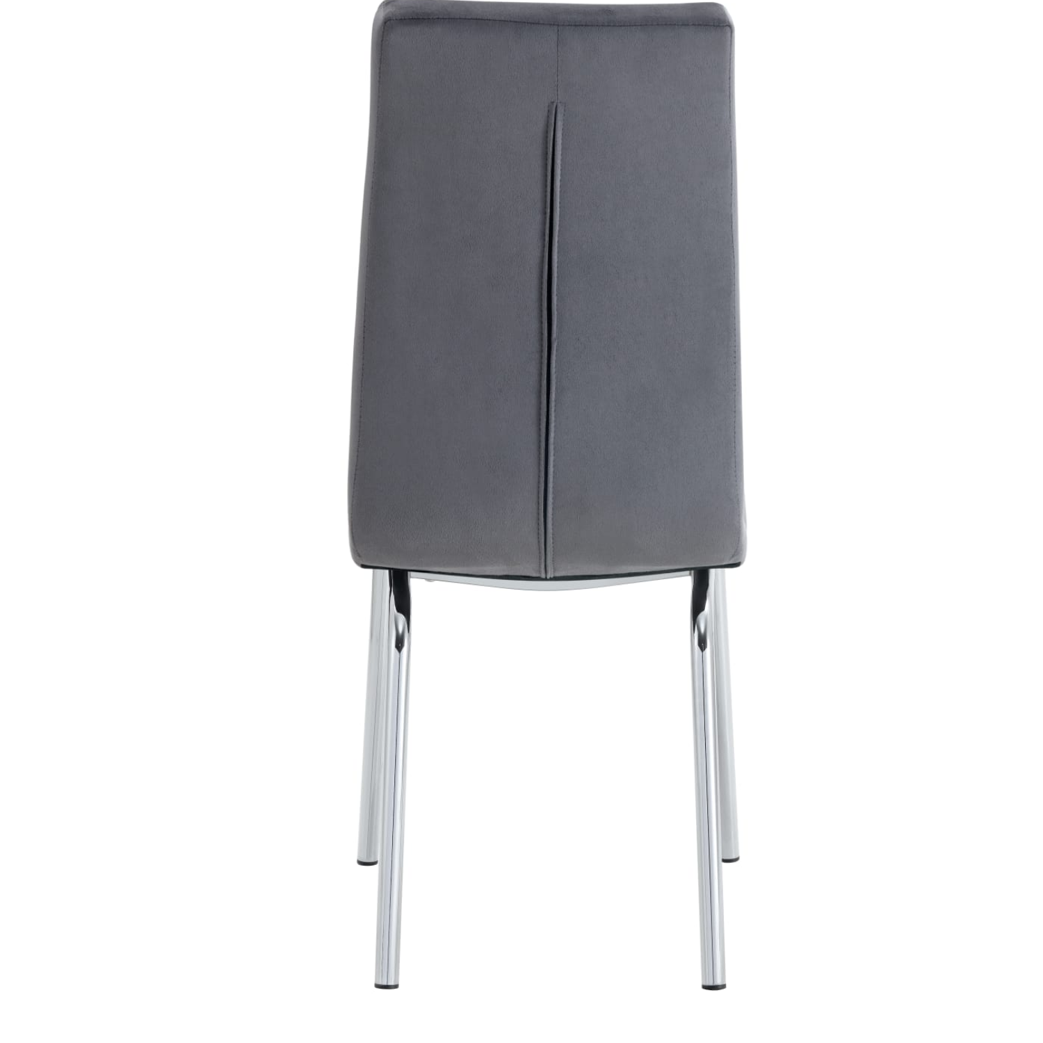 Chaise en velours avec structure métallique argentée