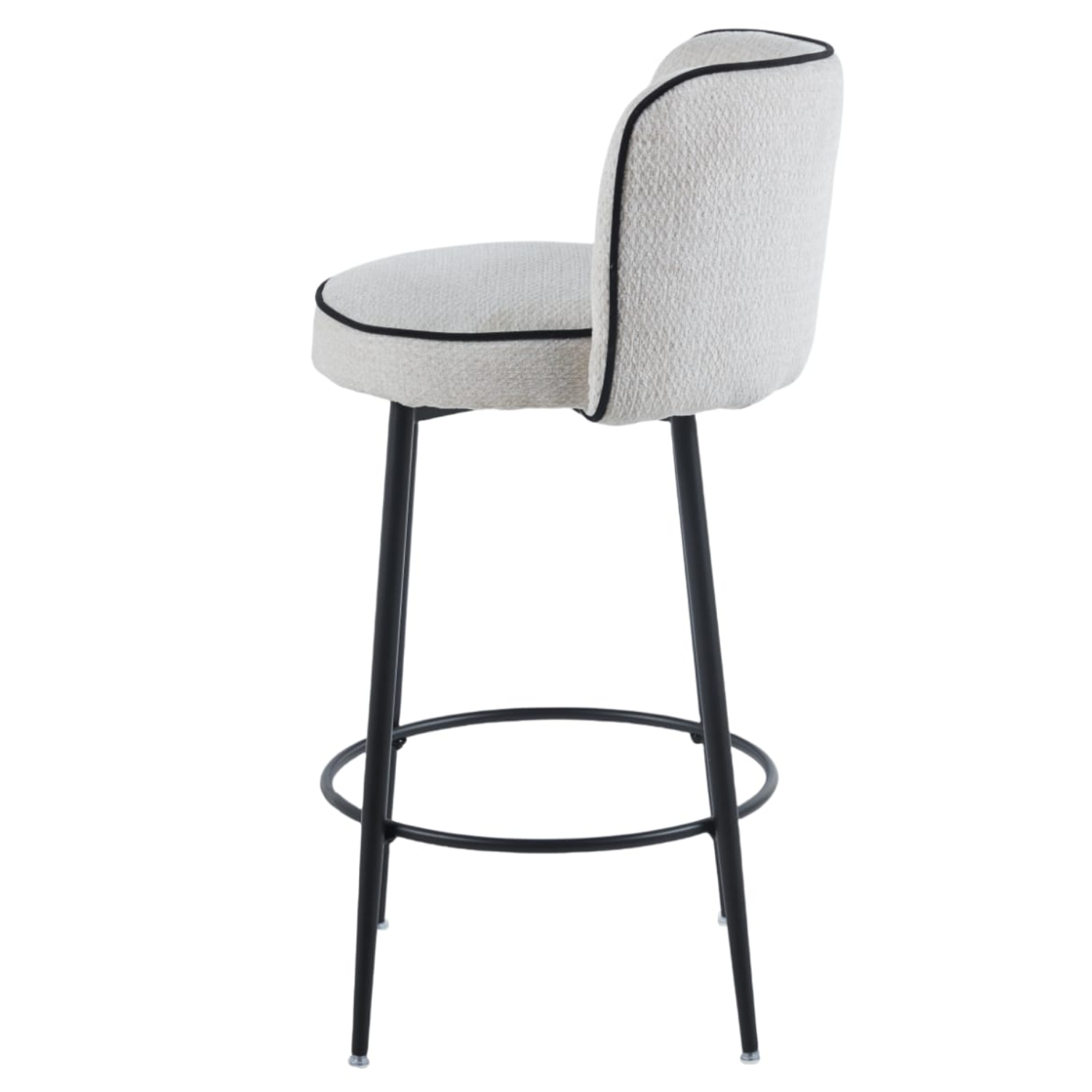 Tabouret de bar en velours  – Pied métal noir – Assise confortable– H99 cm