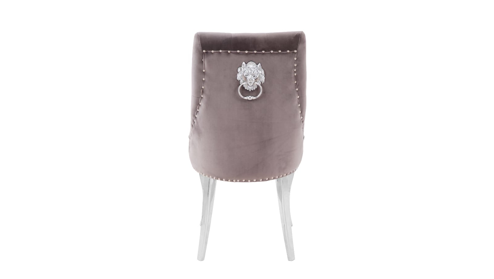Lot de 4 chaises CLOUTÉ TÊTE LION – Velours moka ou anthracite & acier inoxydable – Élégance haut de gamme et confort design