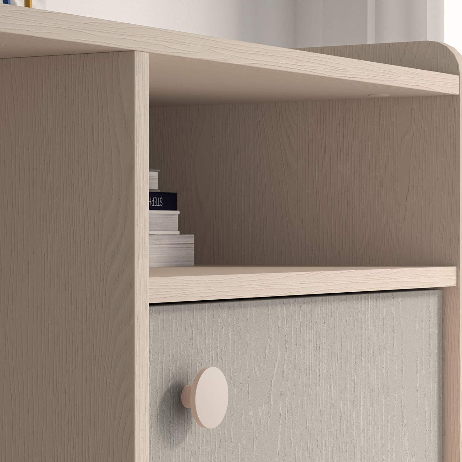 Bureau contemporain – Design moderne Rose Millénaire et Gris Palladium avec structure Sable du désert