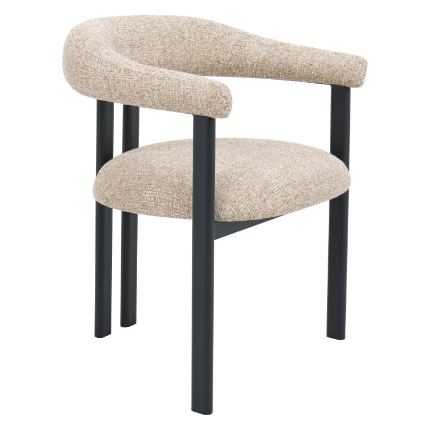 Chaise design – Tissu bouclé marron & piètement métal noir