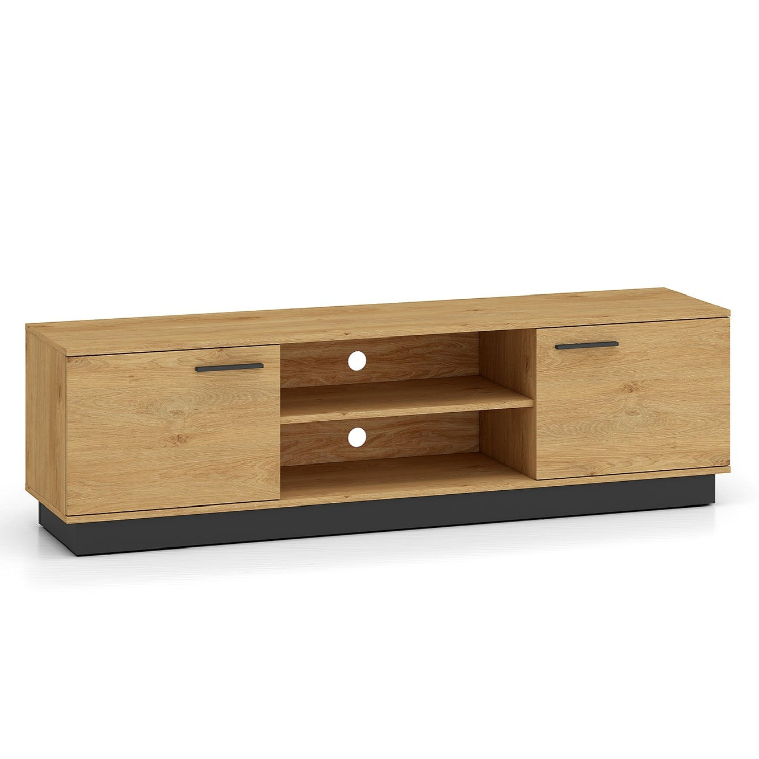 Meuble TV en Chêne Élégant avec Base Noire - Design Moderne et Résistance Supérieure