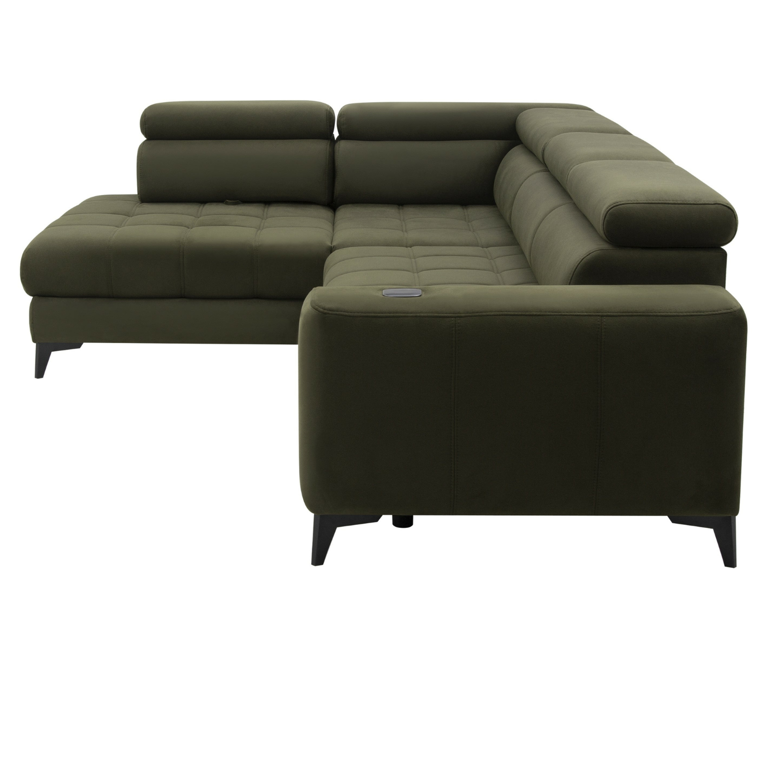 Canapé d’angle fonction couchage, rangement et chargeur téléphone à induction