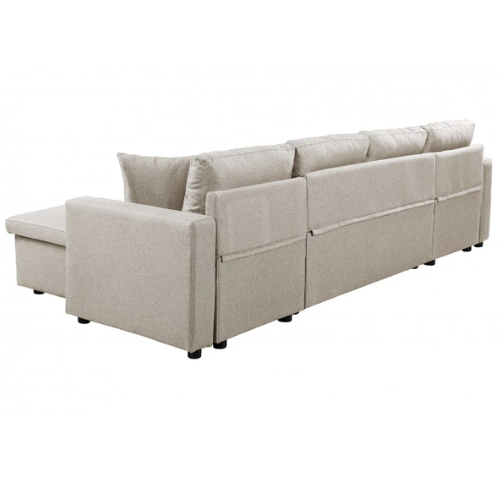 Canapé U panoramique convertible avec 2 coffres en tissu