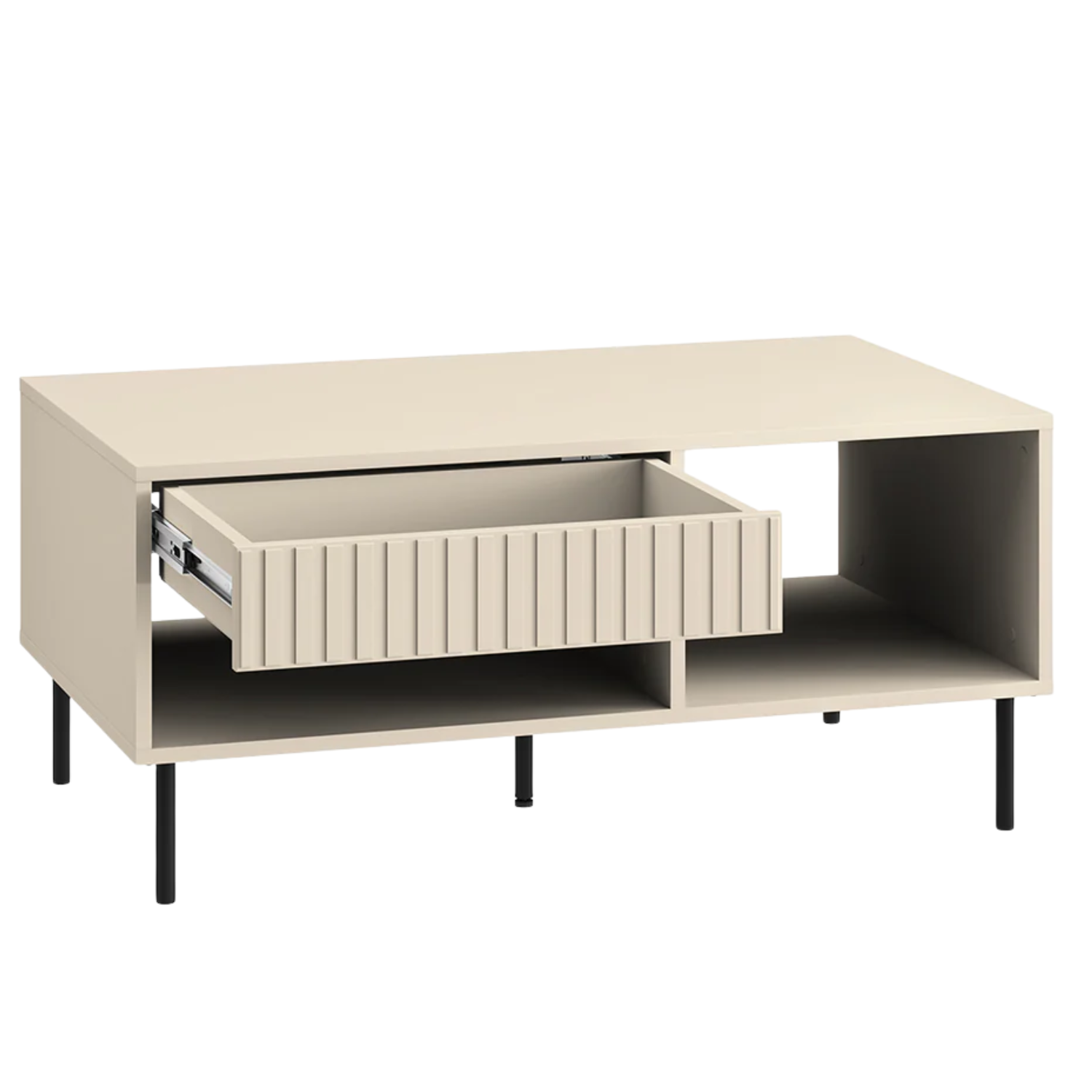 Table Basse Sofina couleur Cachemire avec Tiroir et Étageres Ouvertes