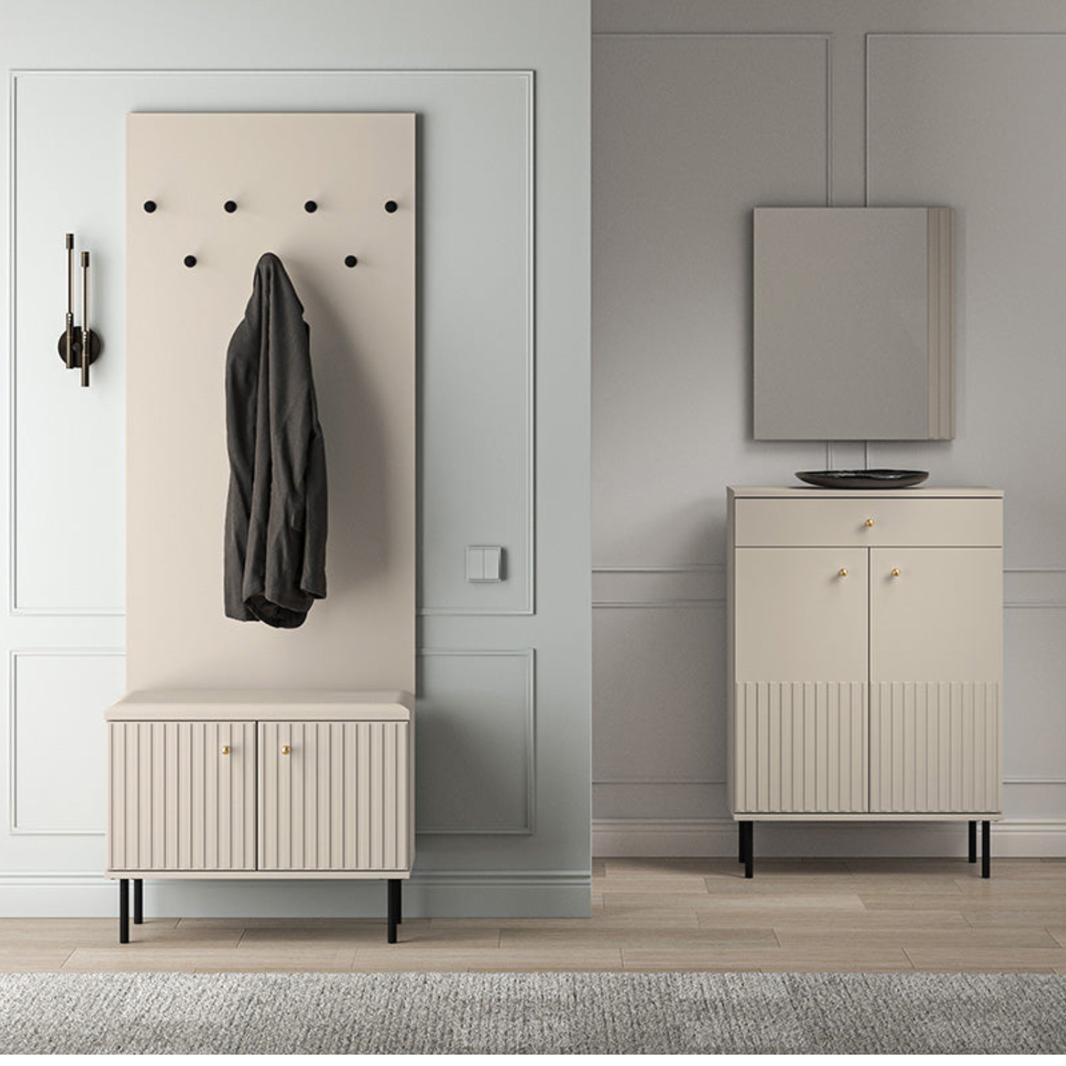 Cintre  Élégance Contemporaine en Cachemire / Velours cachemire  avec 7 Crochets Noirs