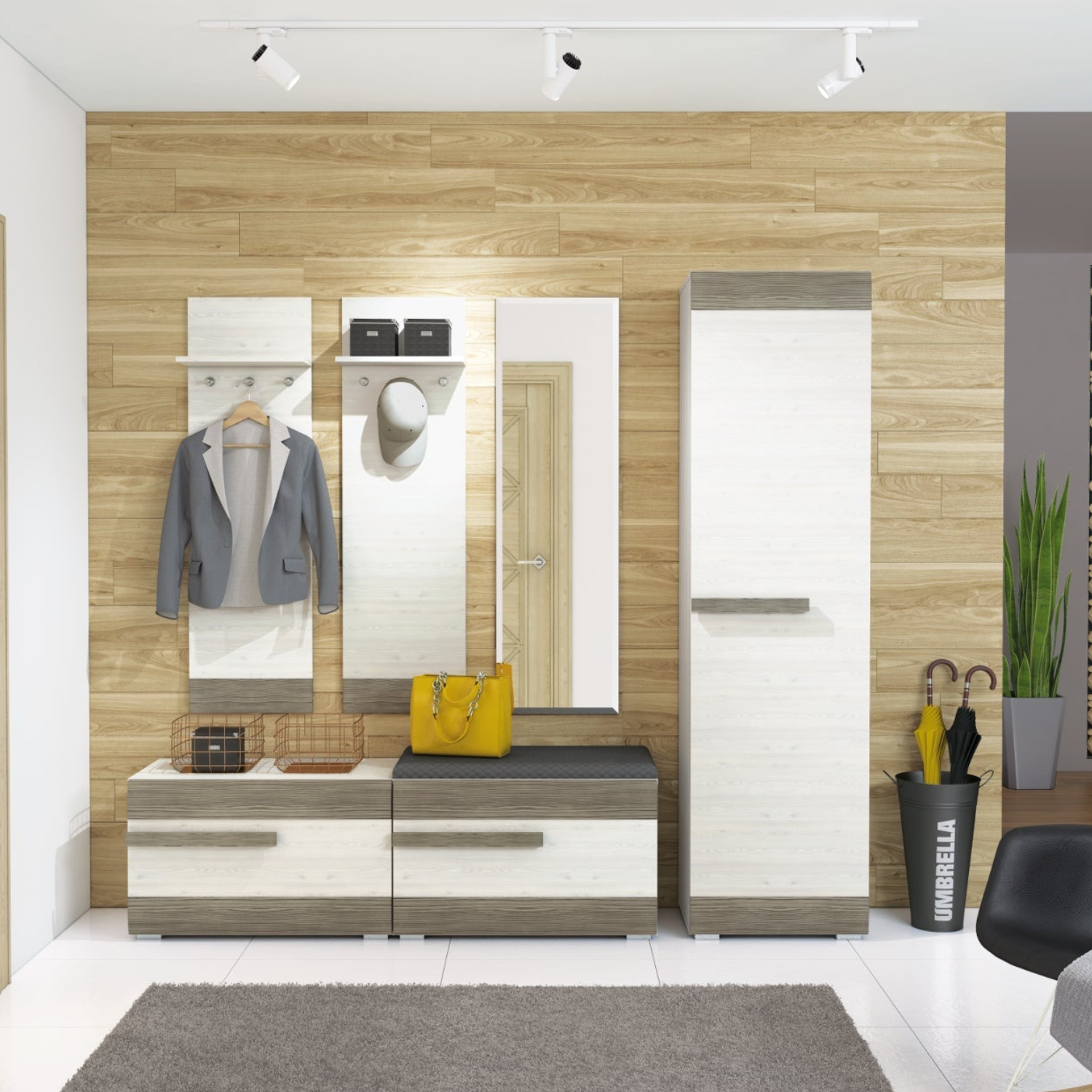 Cintre en Pin des Neiges et MDF Gris Neuf avec Bordure ABS