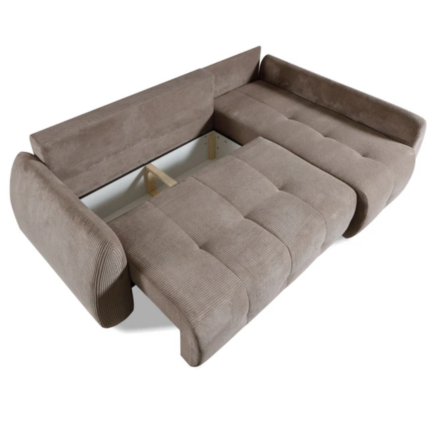 Canapé d'angle extensible matelassé 252 cm avec coffre marron