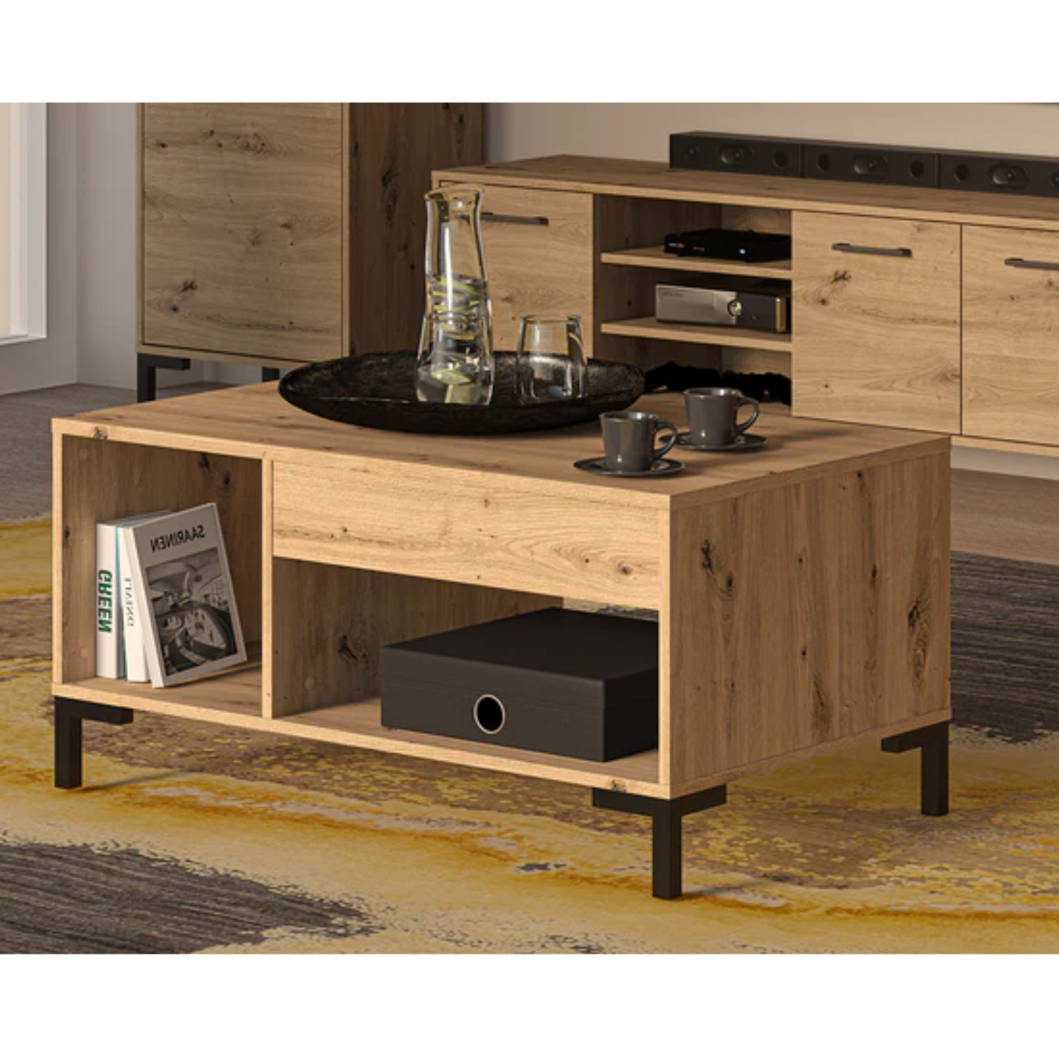 Table Basse Contemporaine en Chêne Artisanal - Élégante et Résistante