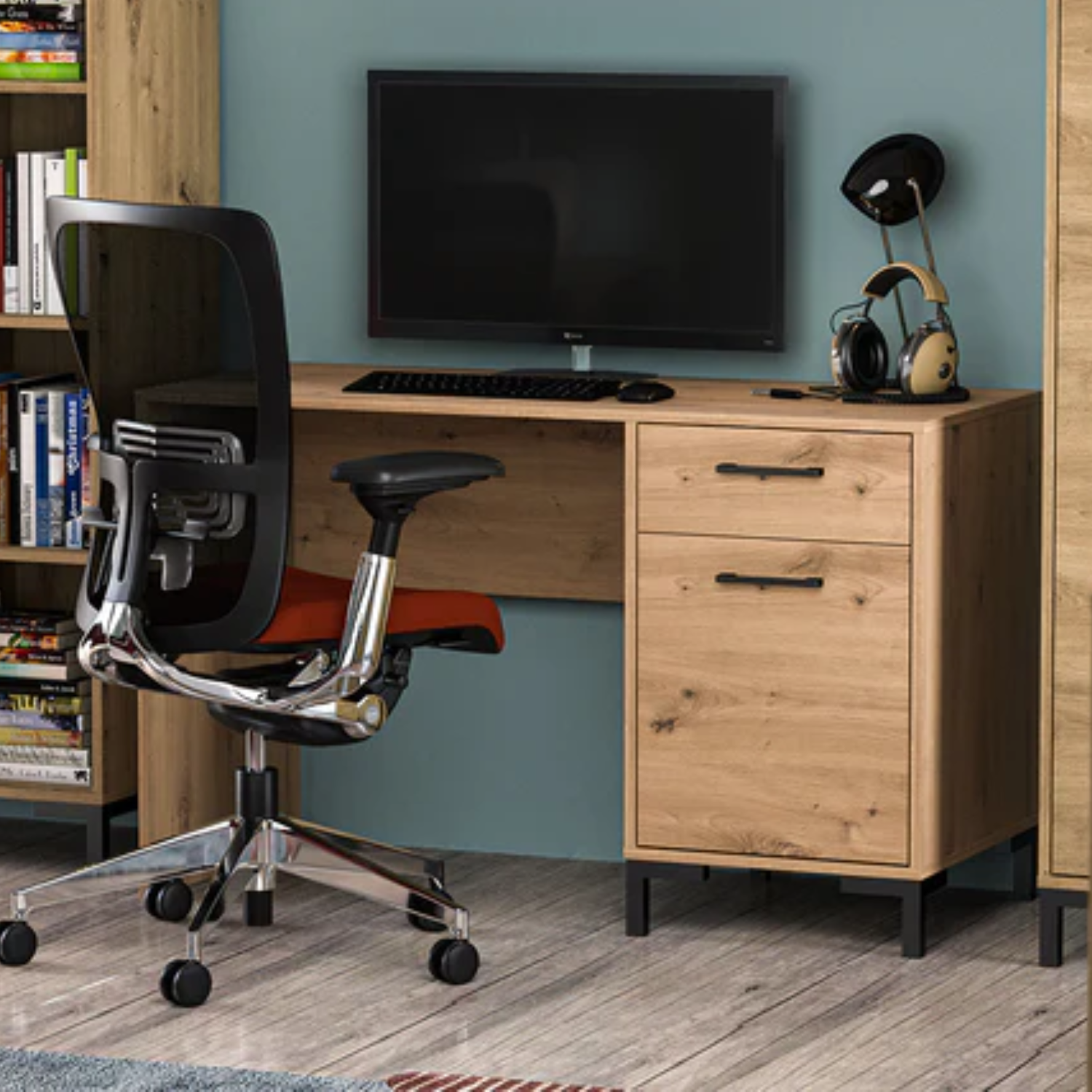 Bureau en Chêne Artisanal avec Bordure ABS - Résistant aux Rayures et Humidité, Design Moderne et Fonctionnel