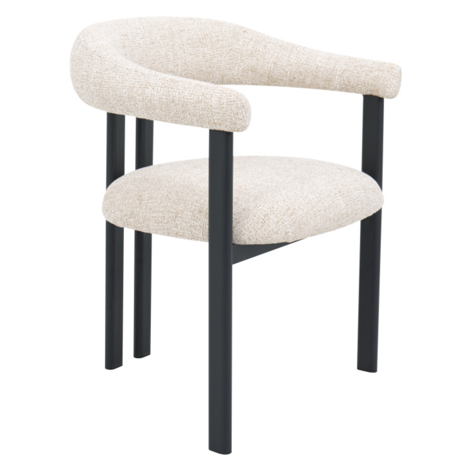 Chaise design – Tissu bouclé marron & piètement métal noir