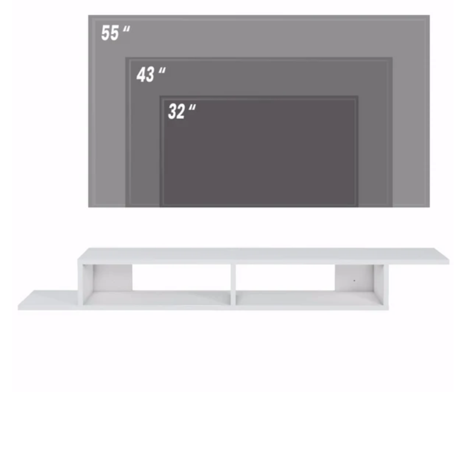 Meuble TV suspendu 130 cm – Blanc élégant à 2 compartiments
