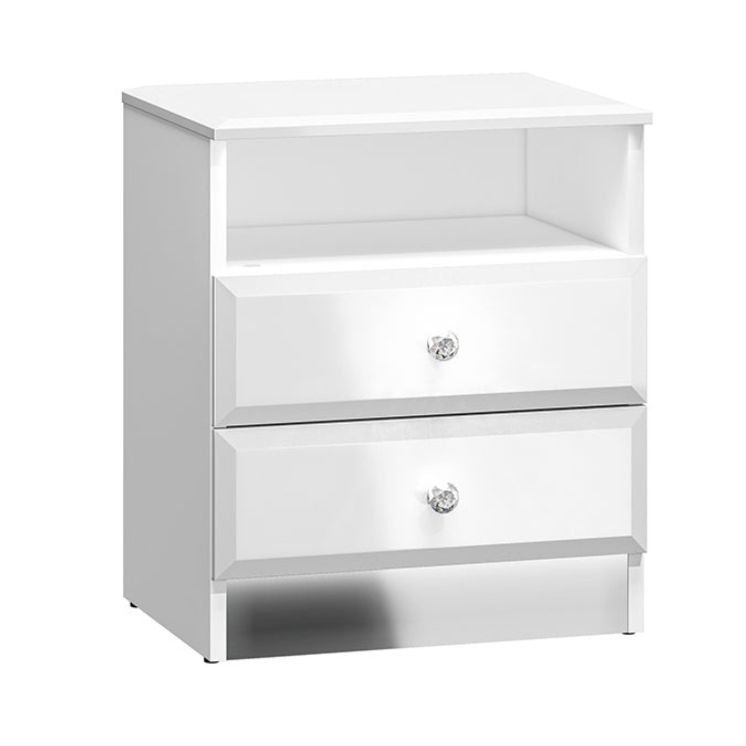 Table de Chevet  – Élégance Moderne en Blanc Brillant avec Bordure ABS Durable