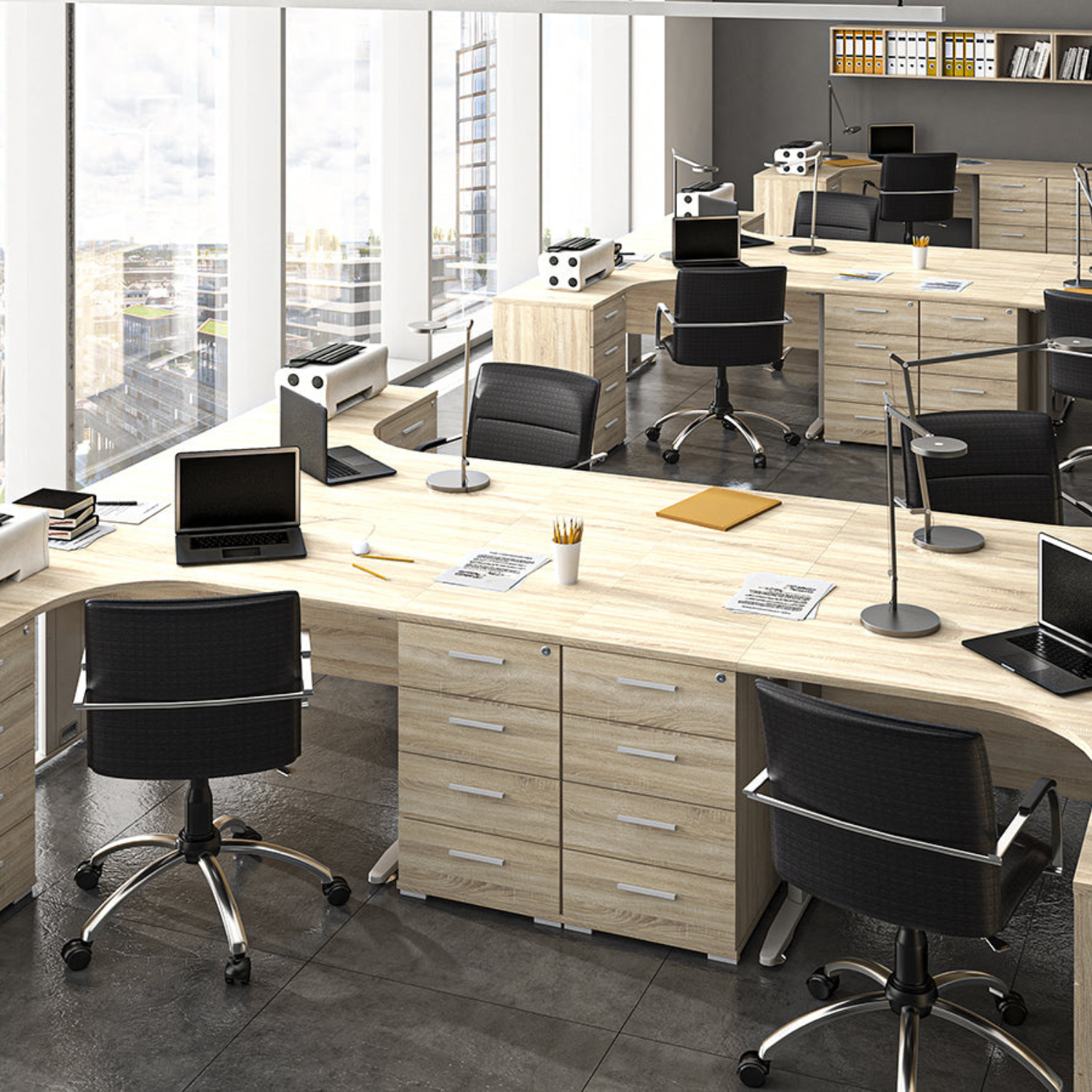 Bureau Moderne avec Bordure ABS - Résistant aux Rayures et à l'Humidité, Design Élégant