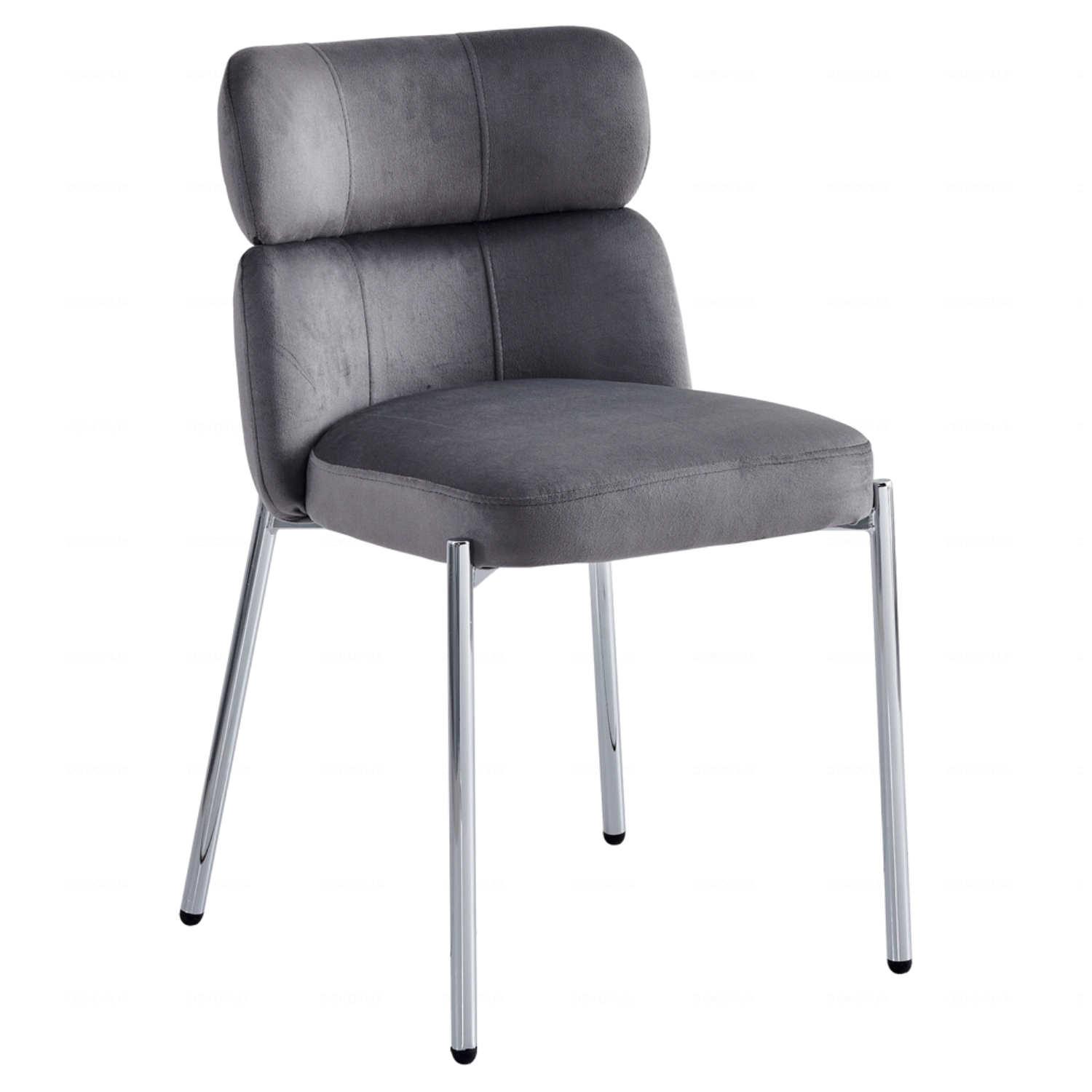 Chaise en Velours avec Piétement en Acier Inoxydable