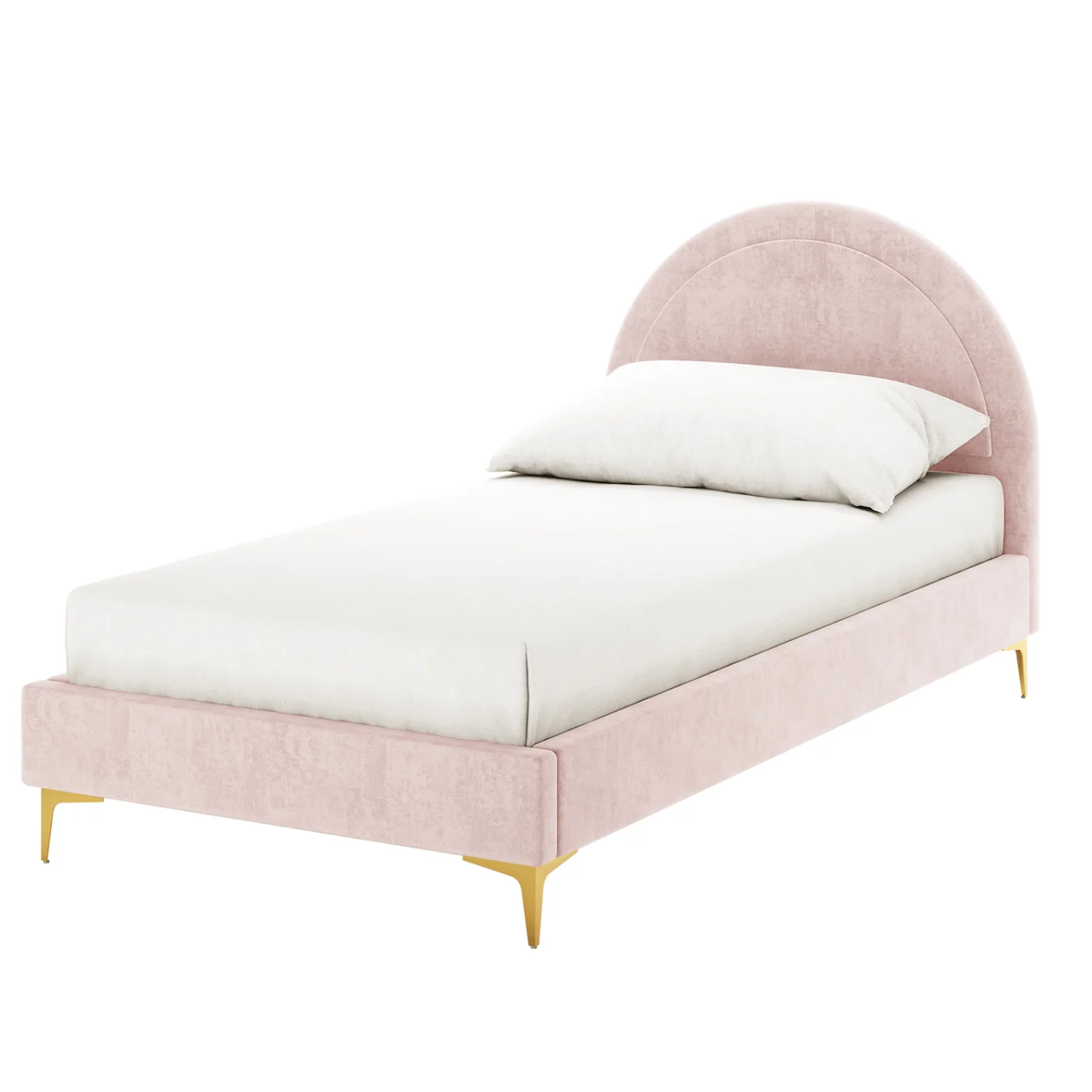 Lit enfant 90x190 cm – Velours rose et blanc