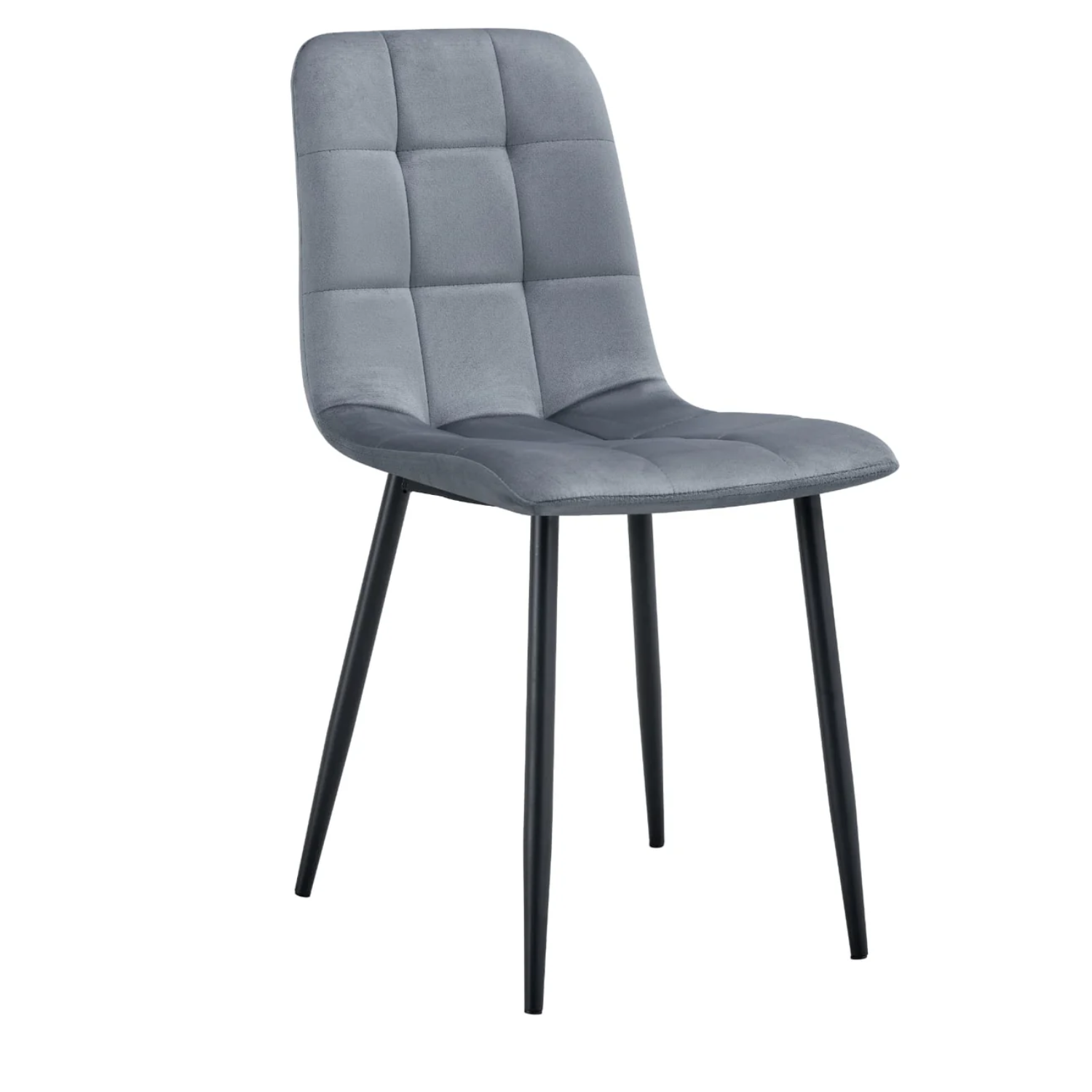 Chaise avec assise en tissu velours et piètement en acier