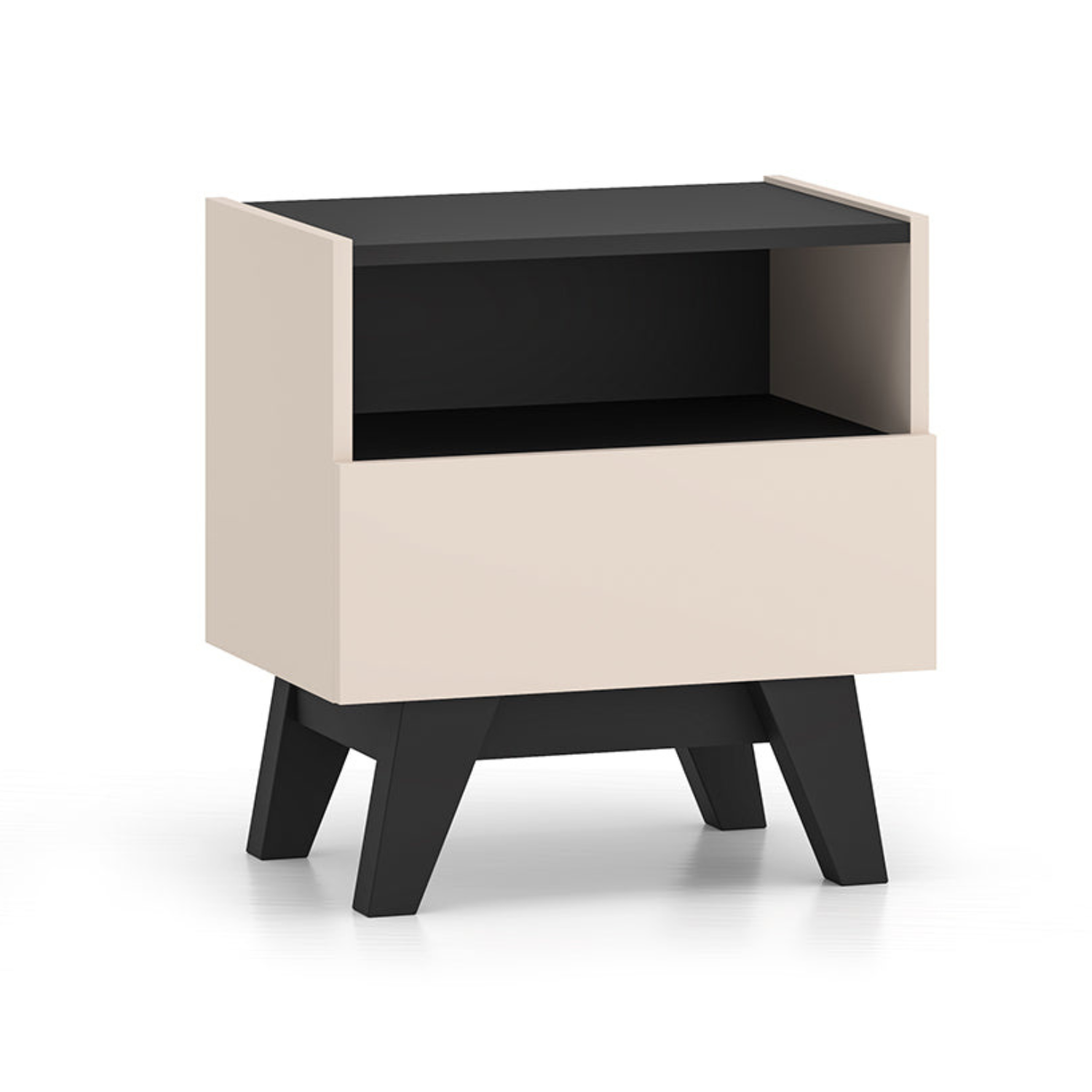 Table de Chevet – Design Élégant avec Tiroir Spacieux et Alcôve | Cachemire et Noir