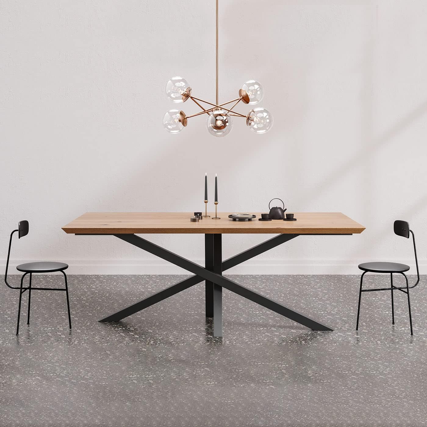 Grande Table Extensible avec Pieds en Métal Peints en Noir - Decora Home