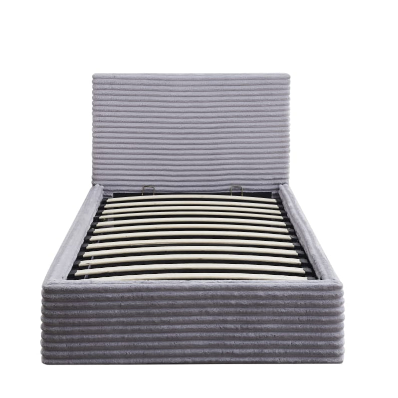 Lit Coffre Maia Côtelé en Velours Écru ou Gris – Style Moderne et Rangement Pratique - Decora Home