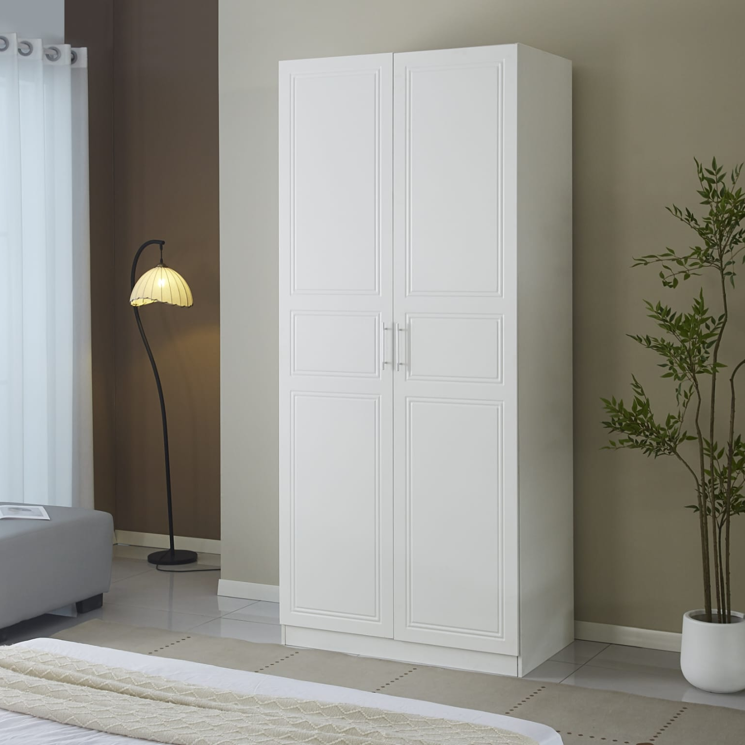Armoire  en Bois – Deux Portes – 230×100×60 cm – Noir ou Blanc