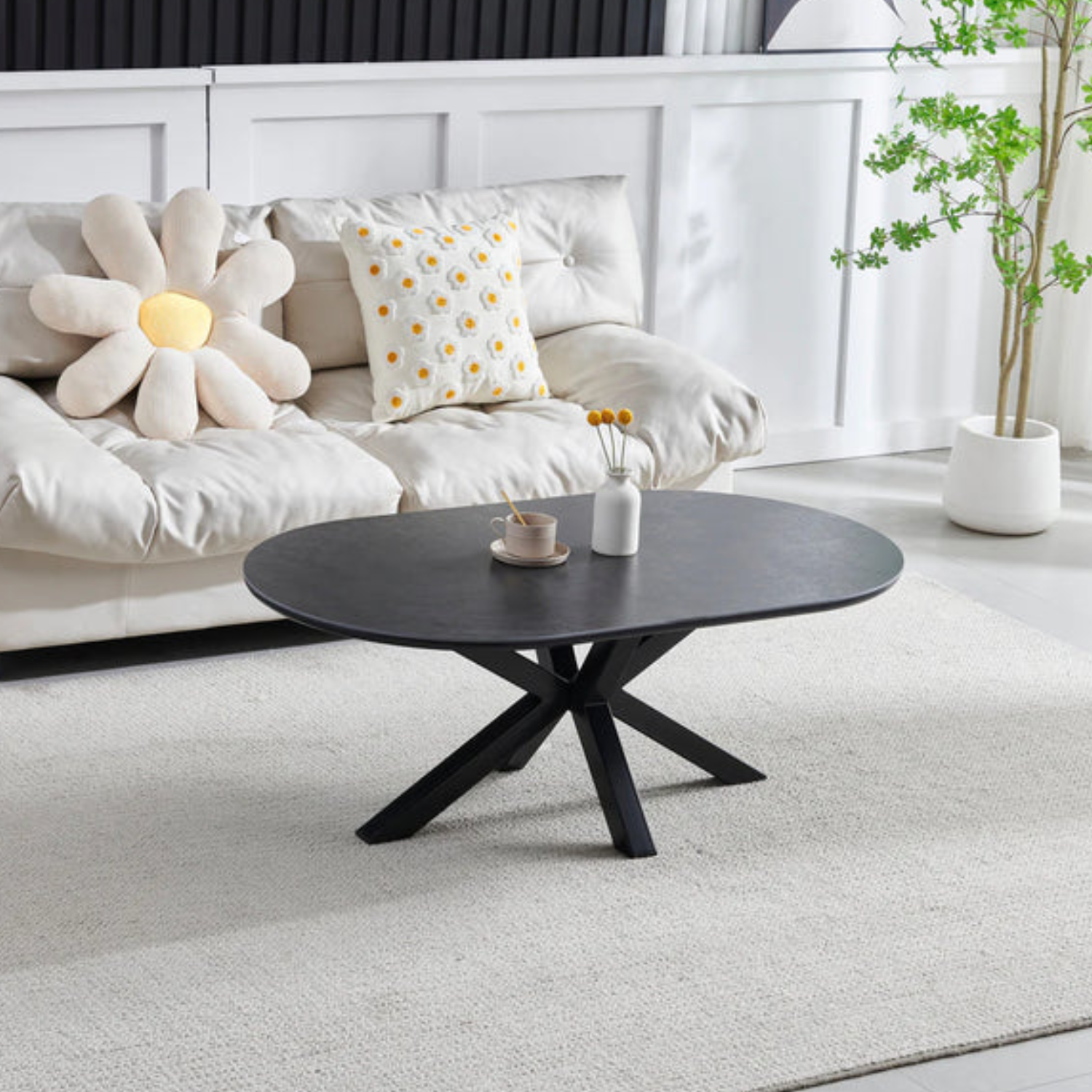 Table Basse – Élégance Moderne avec Plateau Céramique et Pieds en Acier Inoxydable