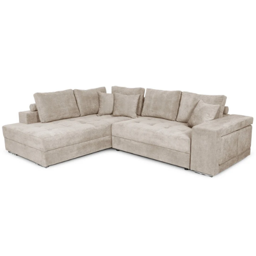 Canapé d'angle convertible avec 2 poufs et coffre en tissu