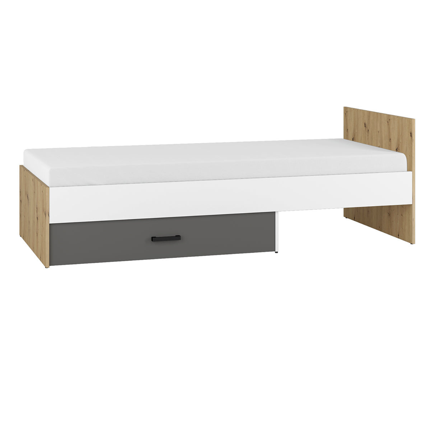 Lit Contemporain avec Structure en Bois et Métal - Confort et Élégance