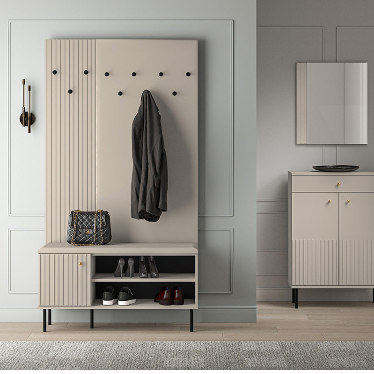 Cintre  Élégance Contemporaine en Cachemire / Velours cachemire  avec 7 Crochets Noirs